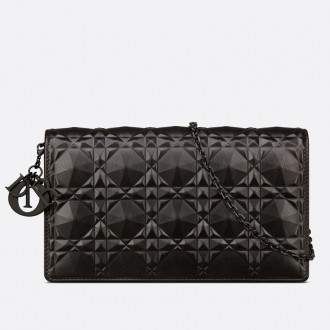 Dior Lady Dior Pouch In Black Diamond Calfskin Dior Lady Dior Pouch In Black Diamond Calfskin