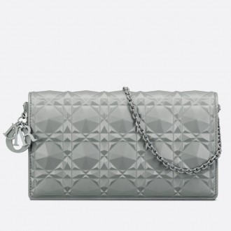 Dior Lady Dior Pouch In Grey Diamond Calfskin Dior Lady Dior Pouch In Grey Diamond Calfskin
