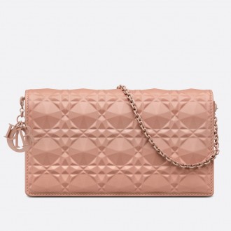 Dior Lady Dior Pouch In Poudre Diamond Calfskin Dior Lady Dior Pouch In Poudre Diamond Calfskin