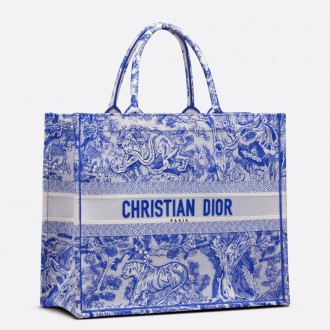 Dior Large Book Tote Bag In Blue Transparent Toile de Jouy Canvas Dior Large Book Tote Bag In Blue Transparent Toile de Jouy Canvas