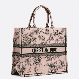 Dior Large Book Tote Bag In Powder Pink Jardin Botanique Embroidery Dior Large Book Tote Bag In Powder Pink Jardin Botanique Embroidery