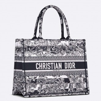 Dior Medium Book Tote Bag In Blue Toile de Jouy Stripes Embroidery Dior Medium Book Tote Bag In Blue Toile de Jouy Stripes Embroidery