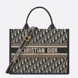 Dior Medium Book Tote Bag with Strap in Blue Dior Oblique Canvas Dior Medium Book Tote Bag with Strap in Blue Dior Oblique Canvas
