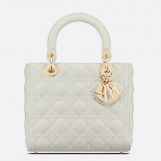 Dior Medium Lady Dior Bag In White Cannage Lambskin Dior Medium Lady Dior Bag In White Cannage Lambskin