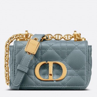 Dior Micro Caro Bag In Blue Cannage Calfskin Dior Micro Caro Bag In Blue Cannage Calfskin