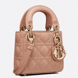 Dior Micro Lady Dior Bag In Poudre Cannage Lambskin Dior Micro Lady Dior Bag In Poudre Cannage Lambskin