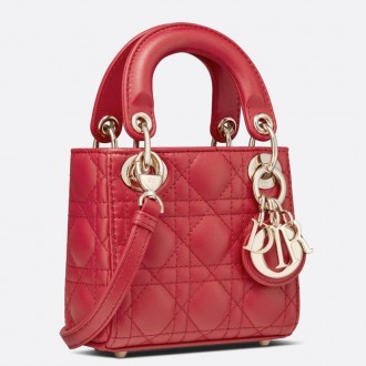 Dior Micro Lady Dior Bag In Red Cannage Lambskin Dior Micro Lady Dior Bag In Red Cannage Lambskin