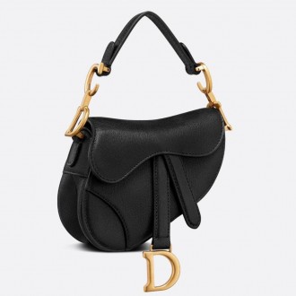 Dior Micro Saddle Bag In Black Goatskin Dior Micro Saddle Bag In Black Goatskin