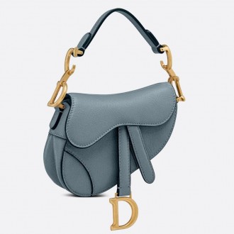 Dior Micro Saddle Bag In Cloud Blue Goatskin Dior Micro Saddle Bag In Cloud Blue Goatskin