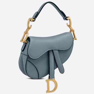 Dior Micro Saddle Bag In Grey Goatskin Dior Micro Saddle Bag In Grey Goatskin