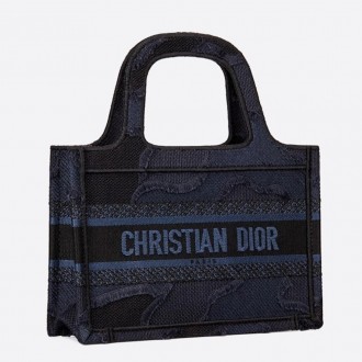 Dior Mini Book Tote Bag In Blue Camouflage Canvas Dior Mini Book Tote Bag In Blue Camouflage Canvas