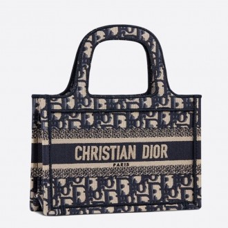 Dior Mini Book Tote Bag In Blue Oblique Canvas Dior Mini Book Tote Bag In Blue Oblique Canvas