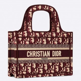 Dior Mini Book Tote Bag In Bordeaux Oblique Embroidered Velvet Dior Mini Book Tote Bag In Bordeaux Oblique Embroidered Velvet