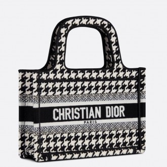 Dior Mini Book Tote Bag In Micro Houndstooth Embroidery Dior Mini Book Tote Bag In Micro Houndstooth Embroidery