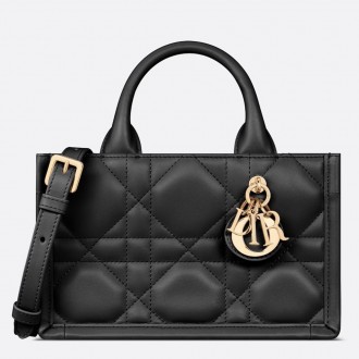 Dior Mini Book Tote Bag with Strap in Black Macrocannage Calfskin Dior Mini Book Tote Bag with Strap in Black Macrocannage Calfskin