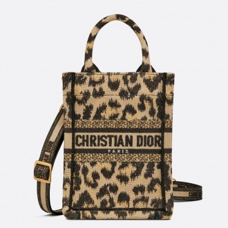 Dior Mini Book Tote Phone Bag In Beige Multicolor Mizza Embroidery Dior Mini Book Tote Phone Bag In Beige Multicolor Mizza Embroidery