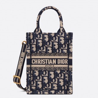Dior Mini Book Tote Phone Bag In Blue Dior Oblique Embroidery Dior Mini Book Tote Phone Bag In Blue Dior Oblique Embroidery