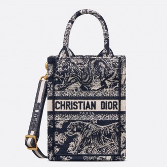 Dior Mini Book Tote Phone Bag In Blue Toile de Jouy Reverse Embroidery Dior Mini Book Tote Phone Bag In Blue Toile de Jouy Reverse Embroidery