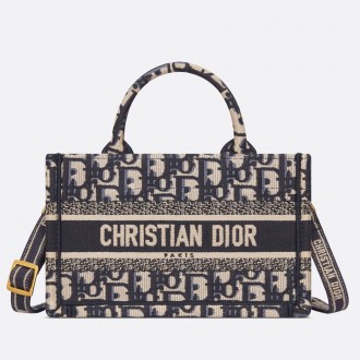 Dior Mini Book Tote with Strap in Blue Dior Oblique Embroidery Dior Mini Book Tote with Strap in Blue Dior Oblique Embroidery