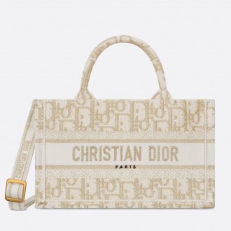 Dior Mini Book Tote with Strap in Gold-Tone Dior Oblique Embroidery Dior Mini Book Tote with Strap in Gold-Tone Dior Oblique Embroidery