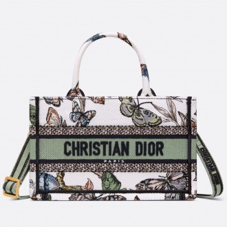 Dior Mini Book Tote with Strap in White Toile de Jouy Mexico Embroidery Dior Mini Book Tote with Strap in White Toile de Jouy Mexico Embroidery