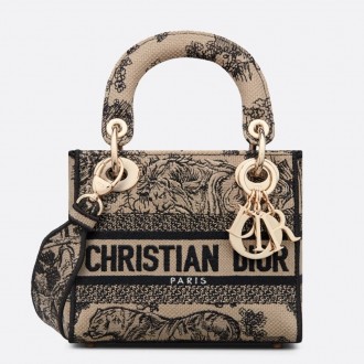 Dior Mini Lady D-Lite Bag In Brown Toile de Jouy Embroidery Dior Mini Lady D-Lite Bag In Brown Toile de Jouy Embroidery