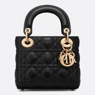 Dior Mini Lady Dior Bag In Black Lambskin Dior Mini Lady Dior Bag In Black Lambskin