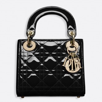 Dior Mini Lady Dior Bag In Black Patent Calfskin Dior Mini Lady Dior Bag In Black Patent Calfskin