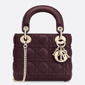 Dior Mini Lady Dior Bag In Bordeaux Lambskin Dior Mini Lady Dior Bag In Bordeaux Lambskin