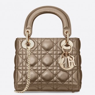 Dior Mini Lady Dior Bag In Gold Metallic Calfskin Dior Mini Lady Dior Bag In Gold Metallic Calfskin