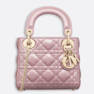 Dior Mini Lady Dior Bag In Lotus Pearly Lambskin Dior Mini Lady Dior Bag In Lotus Pearly Lambskin
