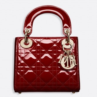 Dior Mini Lady Dior Bag In Red Patent Calfskin Dior Mini Lady Dior Bag In Red Patent Calfskin