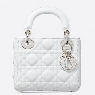 Dior Mini Lady Dior Bag In White Lambskin Dior Mini Lady Dior Bag In White Lambskin