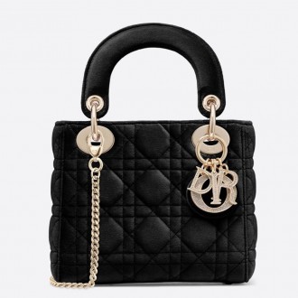 Dior Mini Lady Dior Chain Bag In Black Velvet Dior Mini Lady Dior Chain Bag In Black Velvet