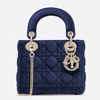 Dior Mini Lady Dior Chain Bag In Blue Velvet Dior Mini Lady Dior Chain Bag In Blue Velvet
