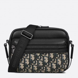 Dior Mini Rider 2.0 Zipped Messenger Bag in Beige Oblique with Black Leather Dior Mini Rider 2.0 Zipped Messenger Bag in Beige Oblique with Black Leather