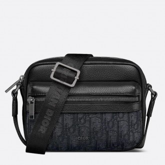 Dior Mini Rider 2.0 Zipped Messenger Bag in Black Oblique with Black Leather Dior Mini Rider 2.0 Zipped Messenger Bag in Black Oblique with Black Leather