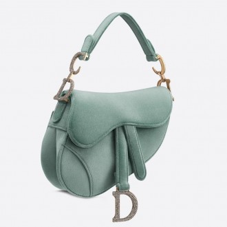 Dior Mini Saddle Bag In Sea Green Velvet Dior Mini Saddle Bag In Sea Green Velvet