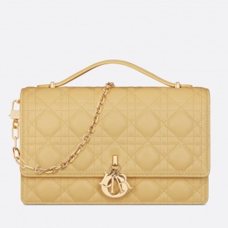 Dior Miss Dior Top Handle Bag in Pastel Yellow Cannage Lambskin Dior Miss Dior Top Handle Bag in Pastel Yellow Cannage Lambskin