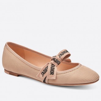 Dior Miss J'Adior Ballet Flat In Nude Technical Canvas Dior Miss J'Adior Ballet Flat In Nude Technical Canvas