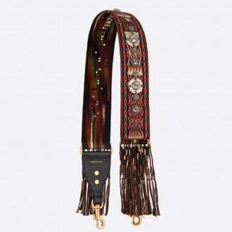 Dior Multi-coloured Canvas Fringed Shoulder Strap Dior Multi-coloured Canvas Fringed Shoulder Strap
