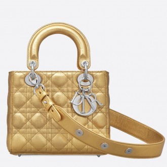 Dior My Lady Dior Bag In Gold Grained Calfskin Dior My Lady Dior Bag In Gold Grained Calfskin