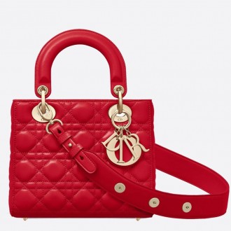 Dior My Lady Dior Bag In Red Lambskin Dior My Lady Dior Bag In Red Lambskin