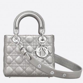 Dior My Lady Dior Bag In Silver Grained Calfskin Dior My Lady Dior Bag In Silver Grained Calfskin