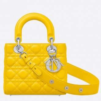 Dior My Lady Dior Bag In Yellow Lambskin Dior My Lady Dior Bag In Yellow Lambskin