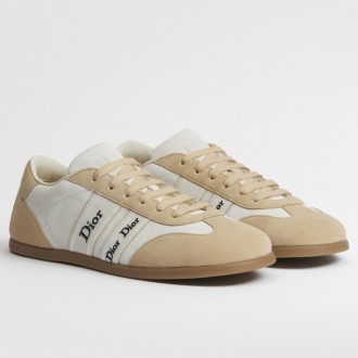 Dior Ribbon Sneakers in White and Beige Suede Calfskin Dior Ribbon Sneakers in White and Beige Suede Calfskin
