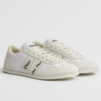 Dior Ribbon Sneakers in White Suede Calfskin and Technical Fabric Dior Ribbon Sneakers in White Suede Calfskin and Technical Fabric