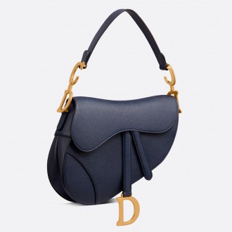 Dior Saddle Bag In Navy Blue Grained Calfskin Dior Saddle Bag In Navy Blue Grained Calfskin