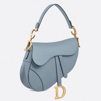 Dior Saddle Bag In Sky Blue Grained Calfskin Dior Saddle Bag In Sky Blue Grained Calfskin