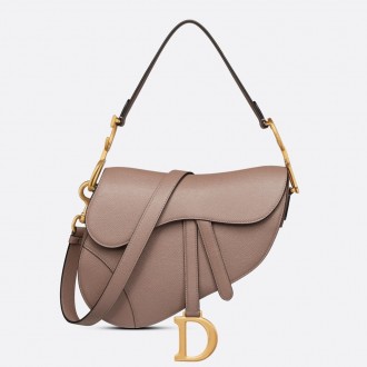 Dior Saddle Bag with Strap in Warm Taupe Grained Calfskin Dior Saddle Bag with Strap in Warm Taupe Grained Calfskin